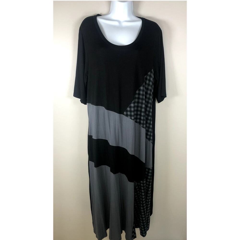 New Suzanne Betro Women's Dress Size 1X Long Sleeve Black And Gray
